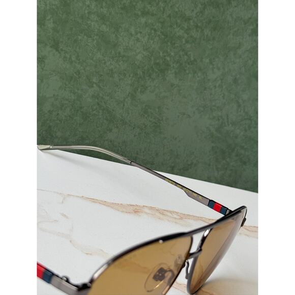 NEW Gucci GG1677S Silver Yellow Tint Lens Aviator Sunglasses main image 7